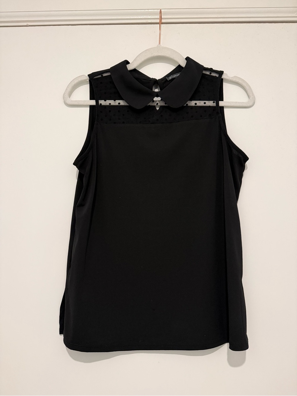 Adrianna Papell Black Sleeveless Peter Pan Collar Blouse